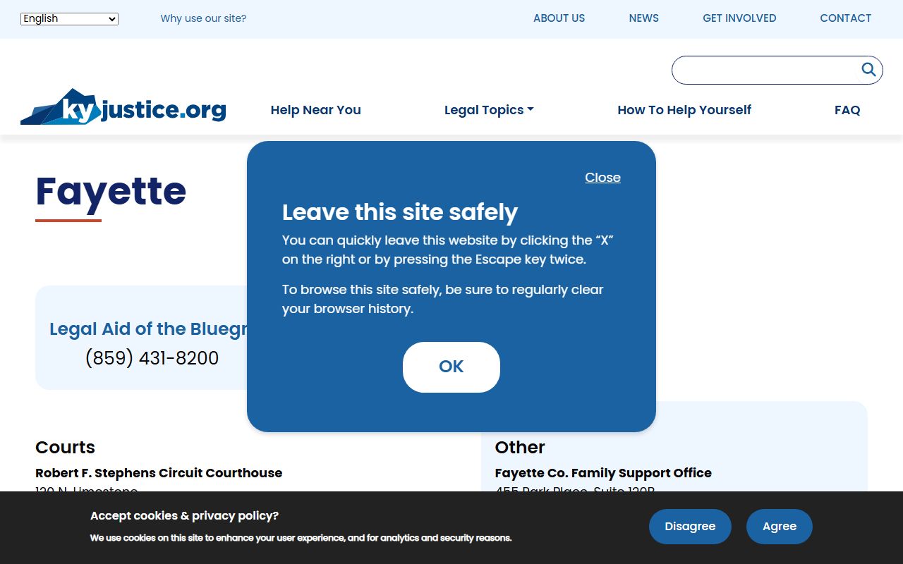 Fayette County Circuit Court resource page for Lexington divorce decree records