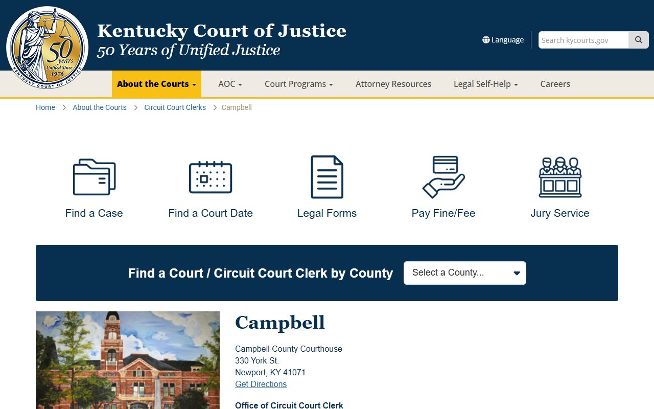 Campbell County Circuit Court resource page for divorce decree records