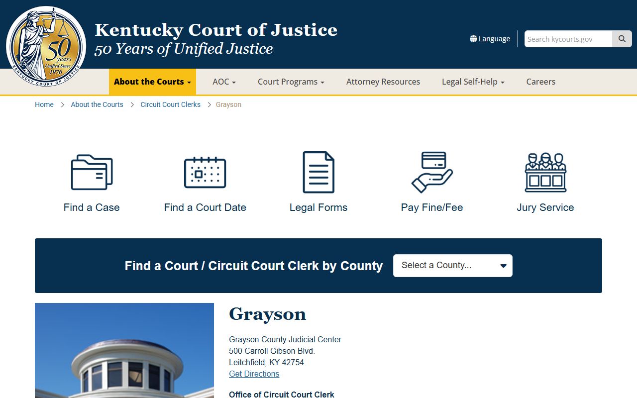 Grayson County Kentucky Circuit Court resources for divorce decree records