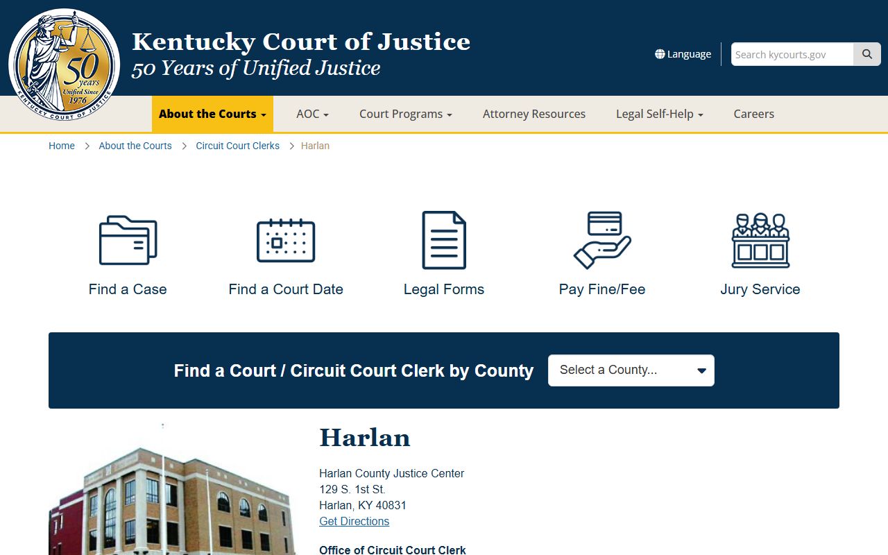 Harlan County Kentucky court resources for divorce decree records