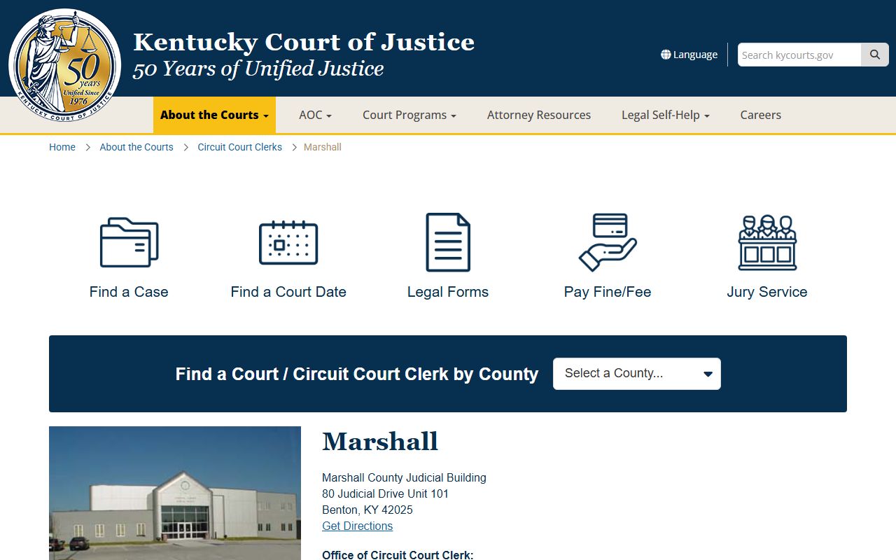Marshall County Kentucky Circuit Court resources for divorce decree records