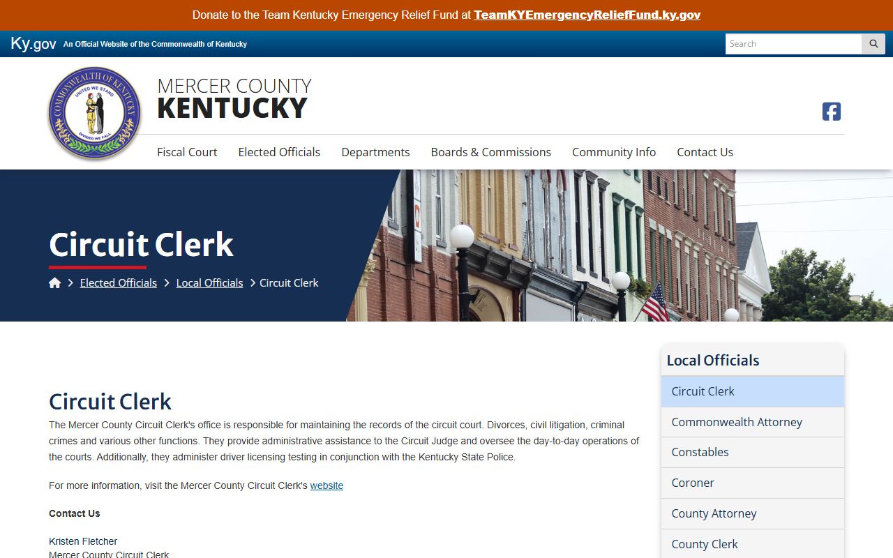 Mercer County Kentucky court resources for divorce decree records