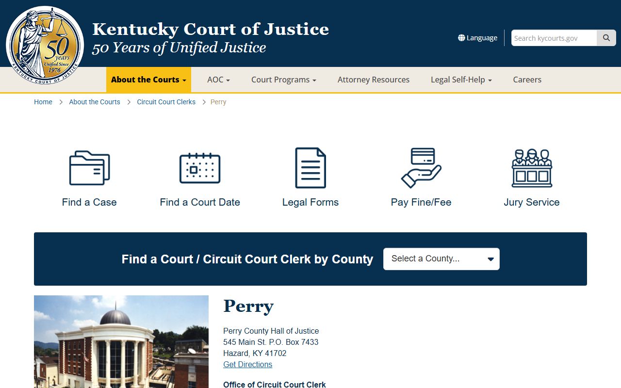 Perry County Kentucky Circuit Court resources for divorce decree records